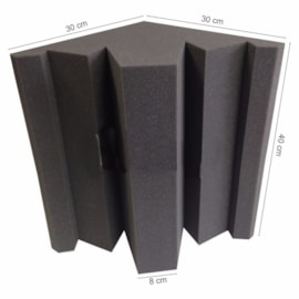 Absorvedor de Canto Bass Trap de Espuma PU 300 x 300 x 400 mm Densidade 23 kg/m3 para Estúdio e Tratamento Acústico