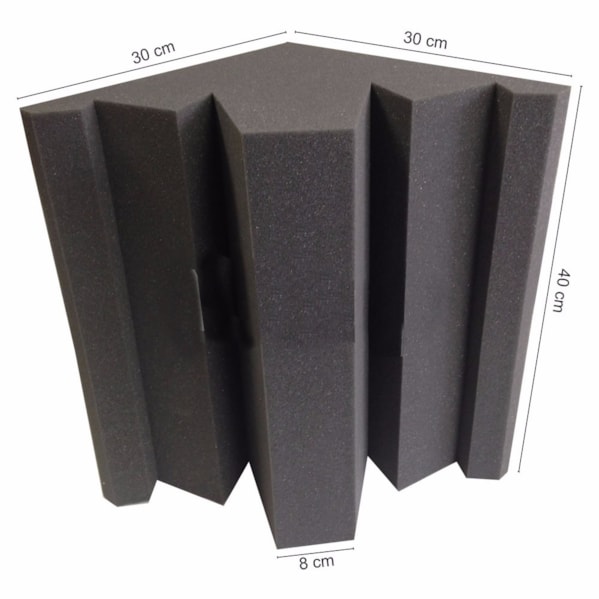 Absorvedor de Canto Bass Trap de Espuma PU 300 x 300 x 400 mm Densidade 23 kg/m3 para Estúdio e Tratamento Acústico