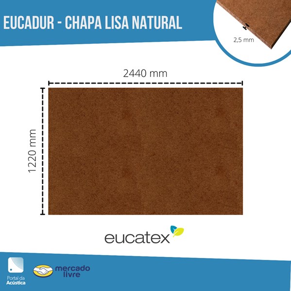 Chapa Eucadur Liso - 2440 x 1220 x 2,5mm - Natural