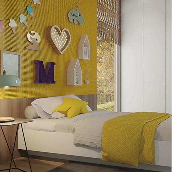 Chapa Perfurada Pegboard Cor Amarelo Gema 1200 x 600 mm