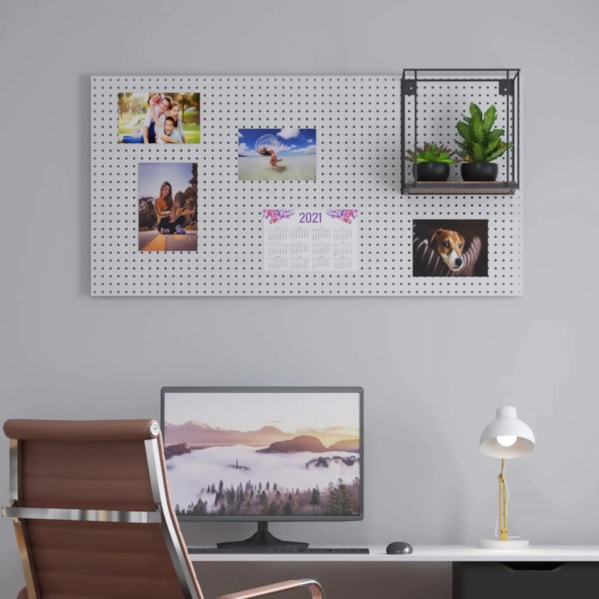 Chapa Perfurada Pegboard Cor Branco Cristal 600 x 600 mm