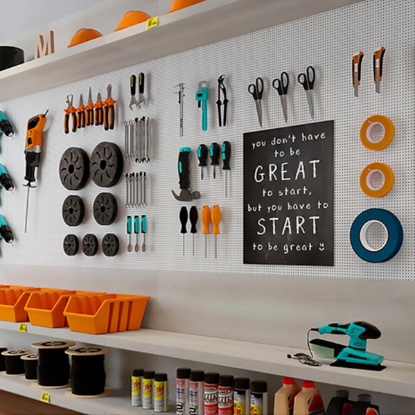 Chapa Perfurada Pegboard Cor Branco Glacial 600 x 600 mm