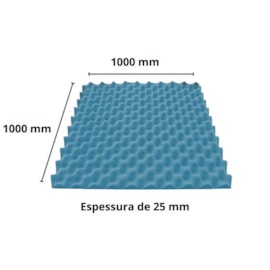 Espuma PU Sinus Caixa de Ovo 1000 x 1000 x 25 mm Densidade 23kg/m³ para Redução de Eco e Reverberação