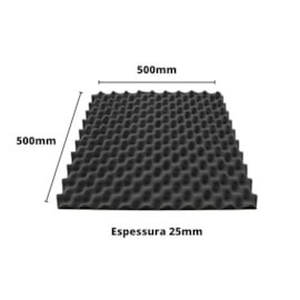 Espuma PU Sinus Caixa de Ovo 500 x 500 x 25 mm Densidade 23kg/m³ para Home Studio e Podcast