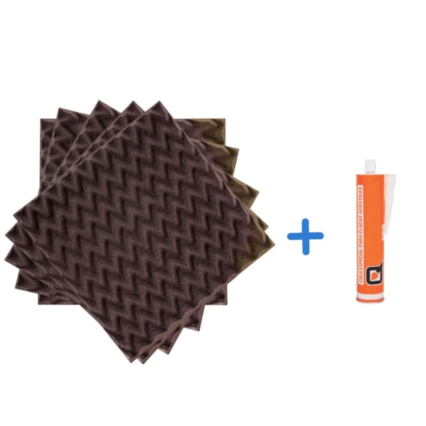 Kit 10 Espumas Acústicas PU Senoidal - 500 x 500 x 25 mm 23kg/m3 - Natural + 1 Cola de Contato Quimional 400g Kit 10 Espumas Acústicas PU Senoidal - 500 x 500 x 25 mm 23kg/m3 - Natural + 1 Cola de Contato Quimional 400g