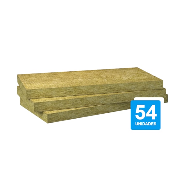 Kit 18 Pacotes C/ 3 Unidades Lã de Rocha Padrão 1200 x 600 x 100 mm Densidade 64 kg/m³