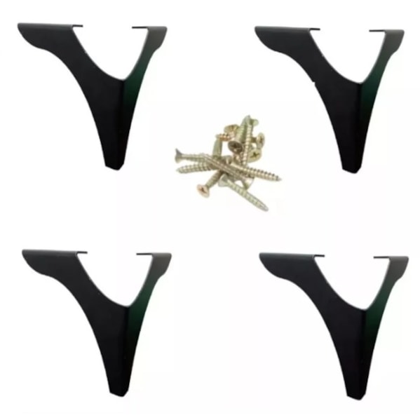 Kit 4 pés de sofá Vazado 80 mm Cor Preto Fosco