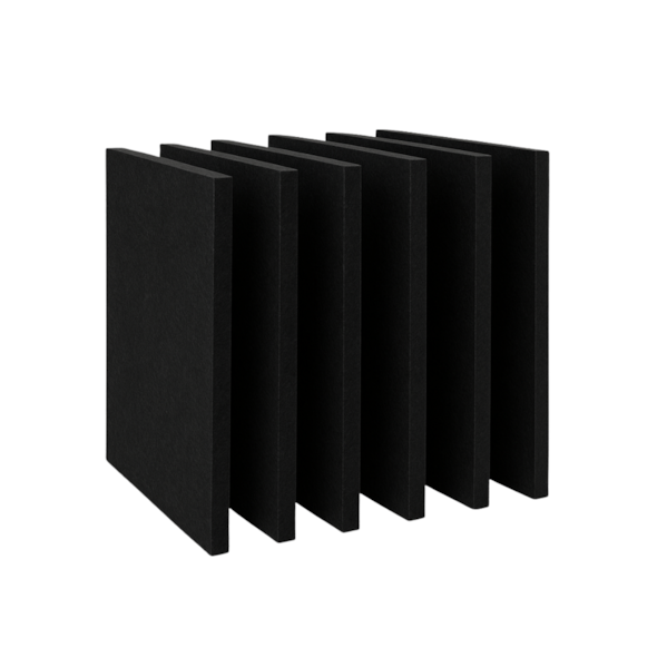 Kit 6 Placas Lã de PET Preto 1200 x 600 x 25 mm Densidade 30 kg/m³ Kit 6 Placas Lã de PET Preto 1200 x 600 x 25 mm Densidade 30 kg/m³