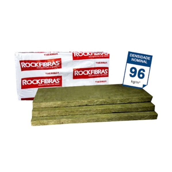 Kit 6 Placas Lã de Rocha 1200 x 600 x 51 mm Densidade 96 kg/m³ para Drywall e Tratamento Acústico