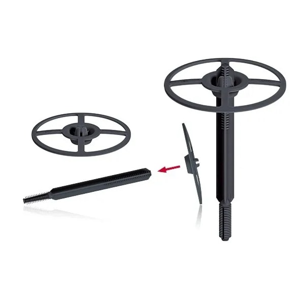 Kit com 4 Hastes + Discos de Plástico Fixadores para Lã Mineral / PET – Importado