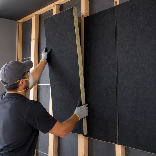 Lã de Rocha Revestido com Véu de Fibra de Vidro Preto 1200 x 600 x 25MM 64KG/M³ - 1 Un