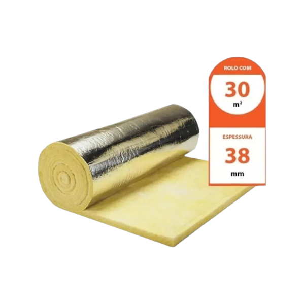 Manta Lã de Vidro Aluminizado Isoflex 25000 x 1200 x 38mm - 12kg/m³ Manta Lã de Vidro Aluminizado Isoflex 25000 x 1200 x 38mm - 12kg/m³