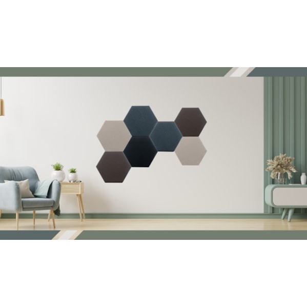 Painel Acústico Hexagonal 520 x 600 x 50 mm para Redução de Eco e Decoração