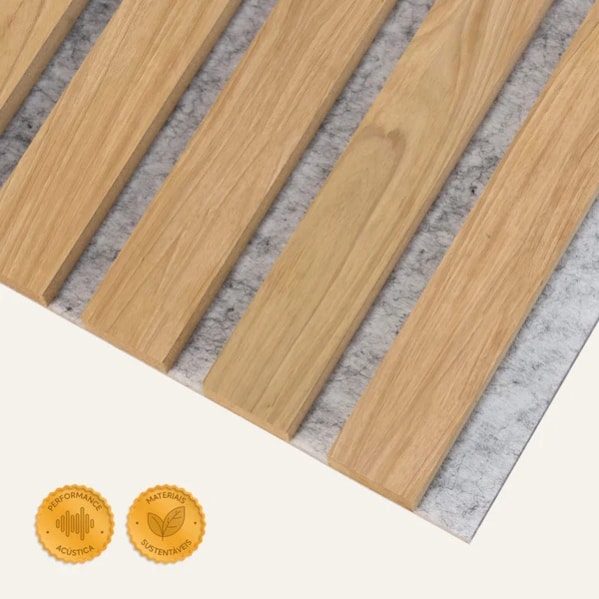 Painel Ripado c/ Base Lã de PET  2700 x 320 x 21mm Cor Bege