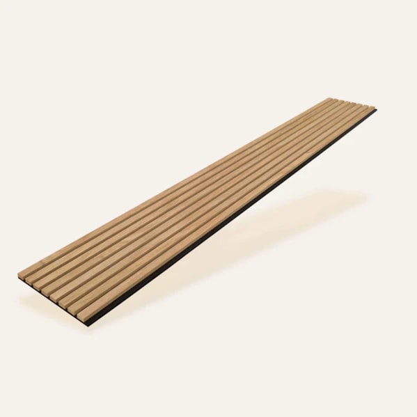 Painel Ripado c/ Base Lã de PET 2700 x 320 x 21mm Cor Bege Claro Painel Ripado c/ Base Lã de PET 2700 x 320 x 21mm Cor Bege Claro