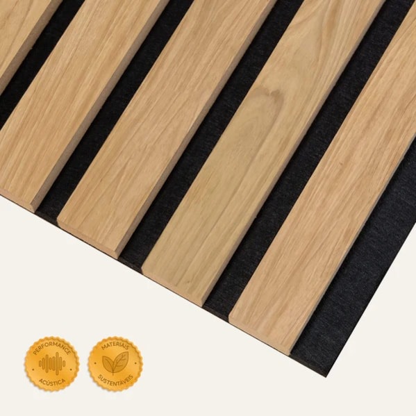 Painel Ripado c/ Base Lã de PET  2700 x 320 x 21mm Cor Bege Claro