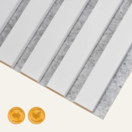 Painel Ripado c/ Base Lã de PET  2700 x 320 x 21mm Cor Branco
