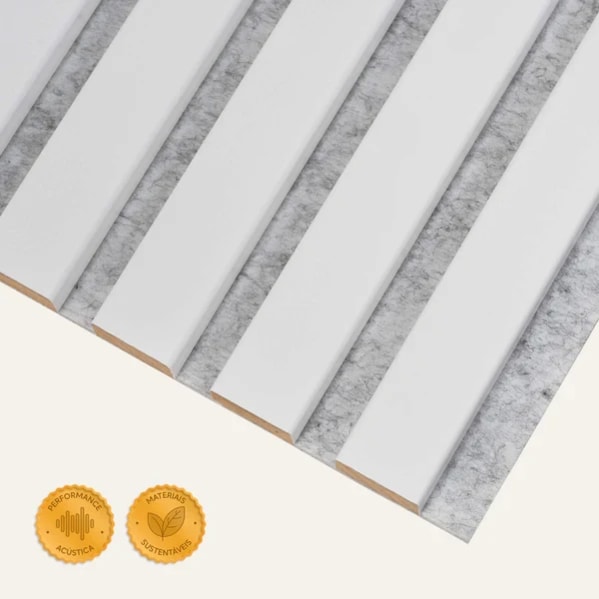 Painel Ripado c/ Base Lã de PET  2700 x 320 x 21mm Cor Branco