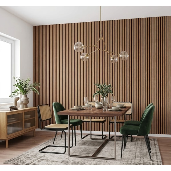 Painel Ripado c/ Base Lã de PET  2700 x 320 x 21mm Cor Castanho Escuro