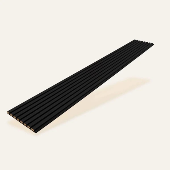 Painel Ripado c/ Base Lã de PET  2700 x 320 x 21mm Cor Preto