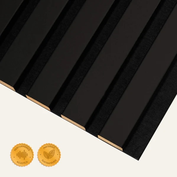 Painel Ripado c/ Base Lã de PET  2700 x 320 x 21mm Cor Preto