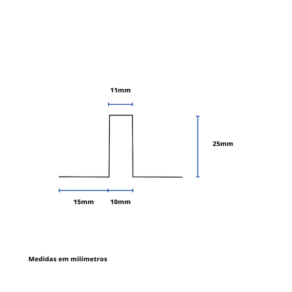 Perfil Cartola 15 x 25 x 11 x 25 x 15 Comprimento 3000 mm Cor Preto