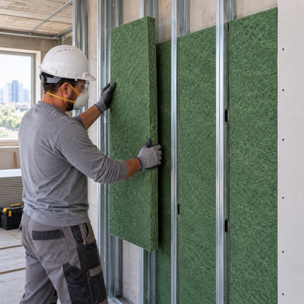 Placa de Lã de Rocha Verde  1200 x 600 x 50 mm Densidade 64 kg/m³