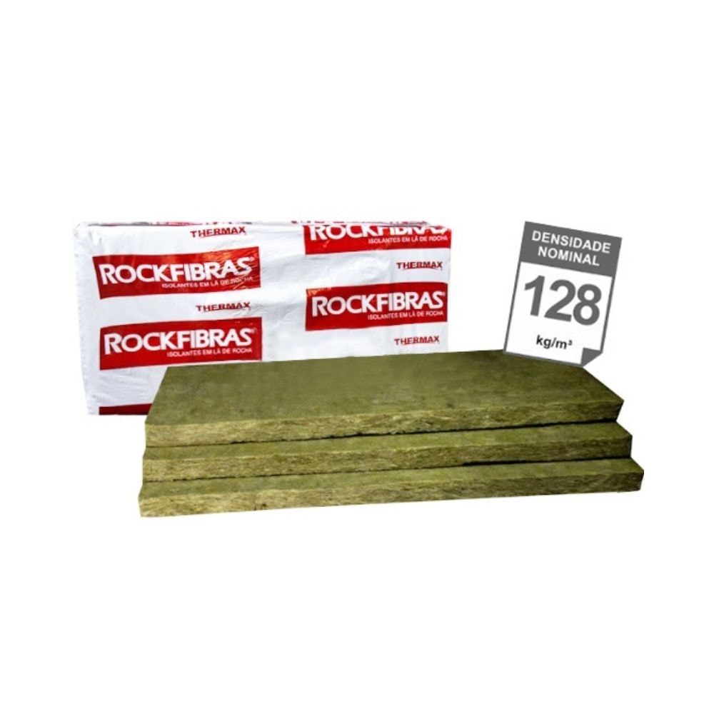 Placa Lã de Rocha 1200 x 600 x 25mm - 128kg/m³ - 8 Unidades