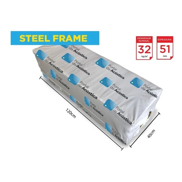 Placa Lã de Rocha Steel Frame 1200 x 400 x 51 mm - 32kg/m3 - 1 Unidade
