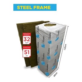 Placa Lã de Rocha Steel Frame 1200 x 400 x 51 mm - 32kg/m3 - 1 Unidade