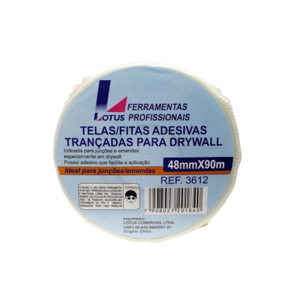 Tela Fita Adesiva Trançada para Drywall com Adesivo 3612 - 90 m x 48 mm
