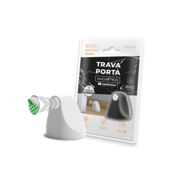 Trava Porta Magnético 40 x 40 x 35 mm Cor Branco