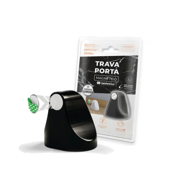 Trava Porta Magnético 40 x 40 x 35 mm Cor Preto Fosco Trava Porta Magnético 40 x 40 x 35 mm Cor Preto Fosco